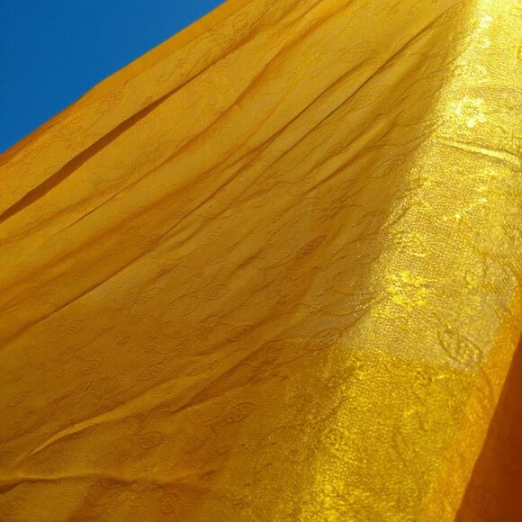 Vintage Sari Saree Red Yellow Green Gold with Jeweled Sequins - Picture 10 of 10